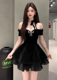 Sexy Ball Gown Off The Shoulder Black Velvet Short Formal 8th Grade Homecoming Dresses Summer Middle School Hoco Dress 6th Grade Graduation Outfits HZ1121