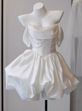Niulatu A line Strapless Short Mini White Formal 8th Grade Homecoming Dresses Middle School Short Cocktail Dress Hoco Outfits HZ1214