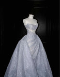 Niulatu Mermaid Strapless Silver Gray Sequin Long Prom Dresses Party Dress 20th Birthday Outfits Graduation Dresses HZ1214