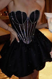 Niulatu Ball Gown Sweetheart Black Satin Formal 8th Grade Homecoming Dresses Middle School Short Cocktail Gowns Graduation Dress Hoco Outfits HZ1214