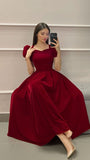 Fancy A Line Sweetheart Short Sleeves Burgundy Long Evening Dress Party Gowns Evening Special Formal Dresses Prom Dress HZ1121