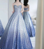 Niulatu A line Spaghetti Straps Sequin Long Prom Dresses Party Dress 20th Birthday Outfits Graduation Dresses HZ1214