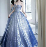 Niulatu A line Spaghetti Straps Sequin Long Prom Dresses Party Dress 20th Birthday Outfits Graduation Dresses HZ1214
