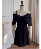 Niulatu A Line Spaghetti Straps Black Formal 8th Grade Homecoming Dresses Middle School Short Cocktail Gowns Graduation Dress Hoco Outfits HZ1214