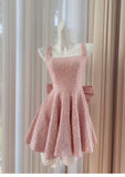 Niulatu A line Square Pink Short Mini Formal 8th Grade Homecoming Dresses Middle School Short Cocktail Dress Hoco Outfits HZ1214