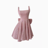 Niulatu A line Square Pink Short Mini Formal 8th Grade Homecoming Dresses Middle School Short Cocktail Dress Hoco Outfits HZ1214