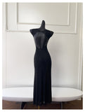 Niulatu Mermaid Square Neck Black Sequin Long Prom Dresses Party Dress 20th Birthday Outfits Graduation Dresses HZ1214
