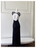 Niulatu Mermaid Square Neck Black Sequin Long Prom Dresses Party Dress 20th Birthday Outfits Graduation Dresses HZ1214