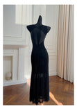 Niulatu Mermaid Square Neck Black Sequin Long Prom Dresses Party Dress 20th Birthday Outfits Graduation Dresses HZ1214