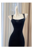 Niulatu Mermaid Square Neck Black Sequin Long Prom Dresses Party Dress 20th Birthday Outfits Graduation Dresses HZ1214