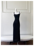Niulatu Mermaid Square Neck Black Sequin Long Prom Dresses Party Dress 20th Birthday Outfits Graduation Dresses HZ1214