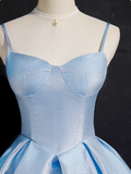 Niulatu A line Spaghetti Straps Blue Satin Formal 8th Grade Homecoming Dresses Middle School Short Birthday Gowns Graduation Dress Hoco Outfits HZ1214