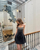 Niulatu Ball Gown Strapless Black Satin Formal 8th Grade Homecoming Dresses Middle School Short Cocktail Gowns Graduation Dress Hoco Outfits HZ1214