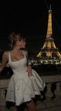 Niulatu Ball Gown Square Neck White Short Mini Formal 8th Grade Homecoming Dresses Middle School Short Birthday Gowns Graduation Dress Hoco Outfits HZ1214