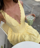Niulatu A Line V Neck Yellow Lace Formal 8th Grade Homecoming Dresses Middle School Short Birthday Gowns Graduation Dress Hoco Outfits HZ1214