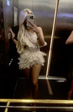 Niulatu Sheath One Shoulder Feathers Champagne Sequin Short Mini Formal 8th Grade Homecoming Dresses Middle School Short Birthday Gowns Graduation Dress Hoco Outfits HZ1214