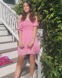 Niulatu A Line Off The Shoulder Chiffon Pink Formal 8th Grade Homecoming Dresses Middle School Short Cocktail Gowns Graduation Dress Hoco Outfits HZ1214