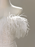 Niulatu Bridal Dress Mermaid Off The Shoulder White Sequin Feathers Wedding Dress Wedding Dresses Modest Wedding Gowns HZ1214