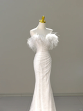 Niulatu Bridal Dress Mermaid Off The Shoulder White Sequin Feathers Wedding Dress Wedding Dresses Modest Wedding Gowns HZ1214