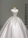 Niulatu Wedding Gown Bridal Dress Ball Gown Strapless Wedding Dress White Lace Appliques Wedding Dresses Modest Wedding Gowns HZ1214