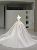 Niulatu Wedding Gown Bridal Dress Ball Gown Strapless Wedding Dress White Lace Appliques Wedding Dresses Modest Wedding Gowns HZ1214