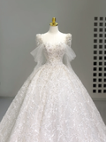 Niulatu Wedding Gown Bridal Dress Ball Gown Square Neck Satin Wedding Dress White Wedding Dresses Modest Wedding Gowns HZ1214