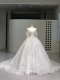 Niulatu Wedding Gown Bridal Dress Ball Gown Square Neck Satin Wedding Dress White Wedding Dresses Modest Wedding Gowns HZ1214