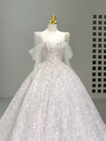 Niulatu Wedding Gown Bridal Dress Ball Gown Square Neck Satin Wedding Dress White Wedding Dresses Modest Wedding Gowns HZ1214