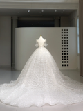 Niulatu Wedding Gown Bridal Dress Ball Gown Square Neck Satin Wedding Dress White Wedding Dresses Modest Wedding Gowns HZ1214