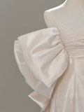 Niulatu Bridal Dress A line Off The Shoulder Ivory Satin Long Wedding Dress Simple Wedding Dresses Modest Wedding Gowns HZ1214