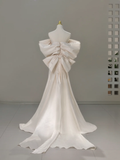 Niulatu Bridal Dress A line Off The Shoulder Ivory Satin Long Wedding Dress Simple Wedding Dresses Modest Wedding Gowns HZ1214