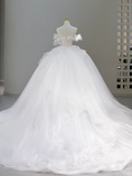 Niulatu Bridal Dress Ball Gown Off The Shoulder White Tulle Long Wedding Dress Simple Wedding Dresses Modest Wedding Gowns HZ1214