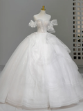 Niulatu Bridal Dress Ball Gown Off The Shoulder White Tulle Long Wedding Dress Simple Wedding Dresses Modest Wedding Gowns HZ1214