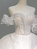 Niulatu Bridal Dress Ball Gown Off The Shoulder White Tulle Long Wedding Dress Simple Wedding Dresses Modest Wedding Gowns HZ1214