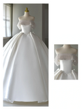 Niulatu Wedding Dress Ball Gown Off The Shoulder Satin White Wedding Dresses Bridal Gowns HZ1214