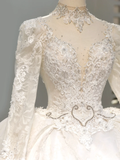 Niulatu Wedding Gown Bridal Dress Ball Gown High Neck Lace Wedding Dress White Wedding Dresses Modest Wedding Gowns HZ1214