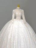 Niulatu Wedding Gown Bridal Dress Ball Gown High Neck Lace Wedding Dress White Wedding Dresses Modest Wedding Gowns HZ1214