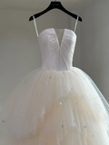 Niulatu Wedding Gown Bridal Dress Ball Gown Strapless Tulle Wedding Dress Long Sleeves Wedding Dresses Modest Wedding Gowns HZ1214