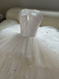 Niulatu Wedding Gown Bridal Dress Ball Gown Strapless Tulle Wedding Dress Long Sleeves Wedding Dresses Modest Wedding Gowns HZ1214