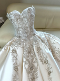 Niulatu Wedding Dress Ball Gown Sweetheart Satin White Sleeveless Long Wedding Dresses Bridal Gowns HZ1214