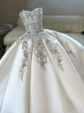 Niulatu Wedding Dress Ball Gown Sweetheart Satin White Sleeveless Long Wedding Dresses Bridal Gowns HZ1214