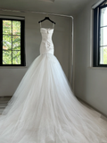 Niulatu Wedding Dress Ball Gown Strapless Satin White Sleeveless Long Wedding Dresses Bridal Gowns HZ1214