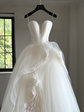 Niulatu Wedding Dress Ball Gown Sweetheart Tulle White Sleeveless Long Simple Wedding Dresses Bridal Gowns HZ1214