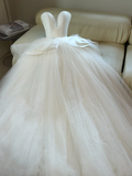 Niulatu Wedding Dress Ball Gown Sweetheart Tulle White Sleeveless Long Simple Wedding Dresses Bridal Gowns HZ1214