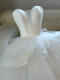 Niulatu Wedding Dress Ball Gown Sweetheart Tulle White Sleeveless Long Simple Wedding Dresses Bridal Gowns HZ1214