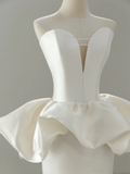 Niulatu Wedding Dress Mermaid Sweetheart Satin White Sleeveless Long Wedding Dresses Bridal Gowns HZ1214