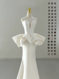 Niulatu Wedding Dress Mermaid Sweetheart Satin White Sleeveless Long Wedding Dresses Bridal Gowns HZ1214