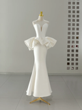 Niulatu Wedding Dress Mermaid Sweetheart Satin White Sleeveless Long Wedding Dresses Bridal Gowns HZ1214