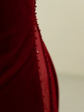 Niulatu Mermaid Scoop Neck Velvet Burgundy Long Prom Dresses Party Dress 20th Birthday Outfits Graduation Dresses HZ1214