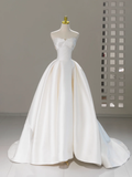 Niulatu Bridal Dress Ball Gown Sweetheart Satin White Long Wedding Dress Boho Wedding Dresses Modest Wedding Gowns HZ1214